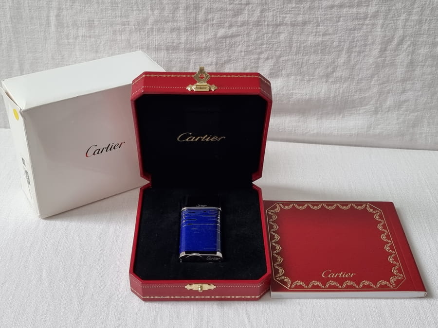 Bật lửa Cartier Palladium and Lacquer Blue